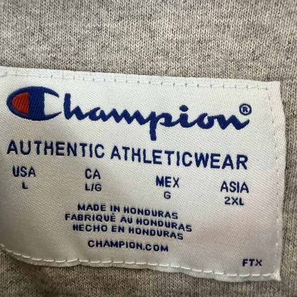 Champion Crew Neck Sweatshirt Pullover Navy Blue Retro Style Men’s Sz Large - Picture 5 of 9